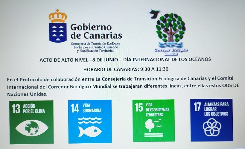 Acto de Alto nivel Consejería de Transición Ecológica de Canarias - Corredor Biológico Mundial - 8 de Junio día de los Océanos 