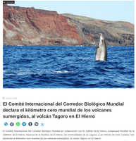 El Comité Internacional del Corredor Biológico Mundial declara el kilómetro cero mundial de los volcanes sumergidos, al volcán Tagoro en la isla de El Hierro